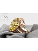 Styl Vintage Pierścionek Żółty Perydot Oryginalny wyrób Vintage 14k z różowego złota vrc043r